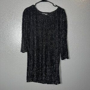 Brand Black & Silver Sparkle Long Sleeve Top - Size Medium